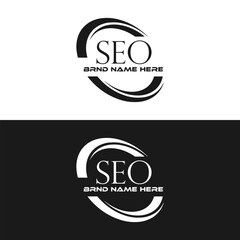 SEO logo. S E O design. White SEO letter. SEO, S E O letter logo design. Initial letter SEO linked circle uppercase monogram logo. S E O letter logo vector design.