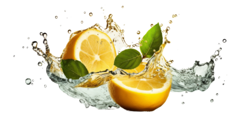 lemon in water splash