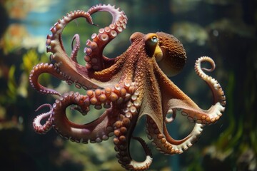 Obraz premium octopus Common octopus in large sea water aquarium
