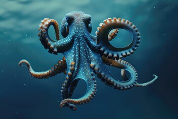 Obraz premium flight of octopus in the deep ocean flight of octopus in the deep ocean octopus