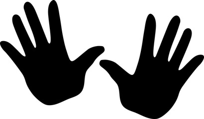Abstract icon of two shape human hand finger print with black color white background