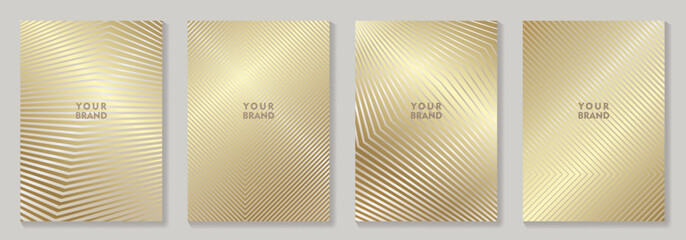 Gold premium cover design set with 3d effect for business, invitation, flyer, banner, menu design, note book, wedding card, catalog. Elegant luxury vector art illustration. Modern fashionable template