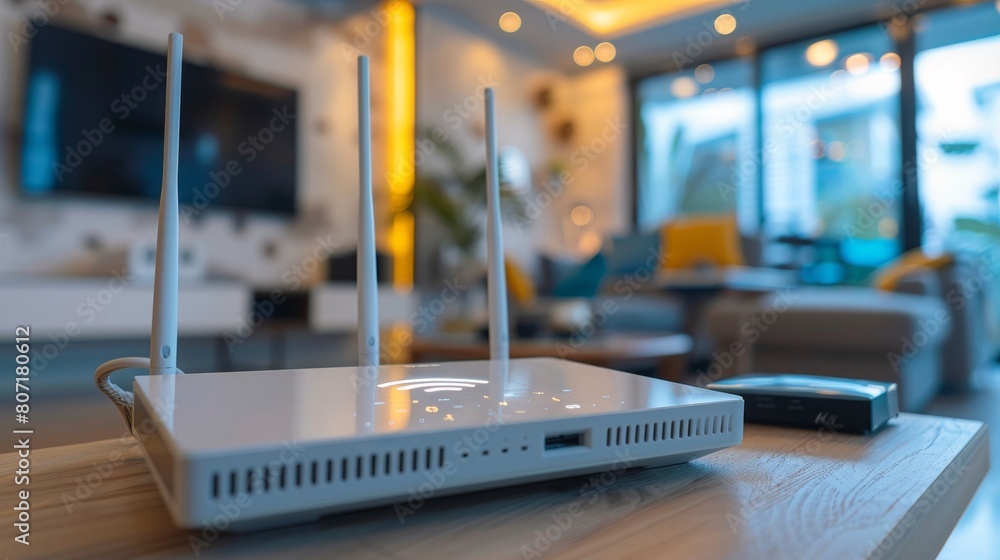 Poster a wireless router transmitting signals to various devices in a home network