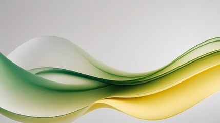 Obraz premium Smoothly flowing light green and yellow waves on a white background. Elegant abstract background. Generative AI, Generative, AI