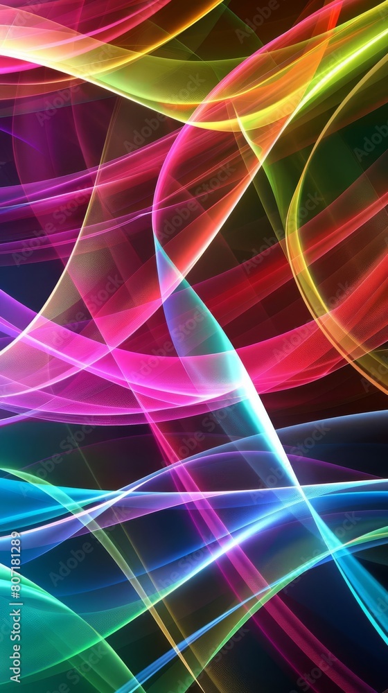 Aufkleber abstract technology backdrop featuring smooth, swirling ribbons in a spectrum of colors, depicting t