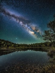 night landscape with stars and clouds