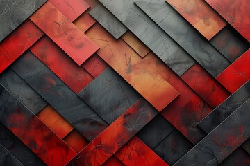 Red and black geometric abstract template overlapping