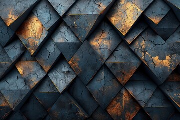 Step into a world of distinguished geometry with a luxury template featuring elegant blue and gold triangle