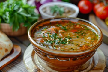 Traditional Turkish tarhana soup