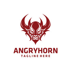 Angry horn mascot logo vector illustration