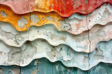Abstract background of multicolored peeling paint on the wall