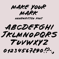 Marker Make your mark letters and symbols set. Hand drawn alphabet symbols isolated on pastel pink background. For design, print, fabric or background.