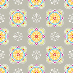 Indian Traditional Floral block print geometrical mandala multi color motif design Rangoli colors for screen print kurti shirt saree stole scarf dupatta wallpaper background texture vector editable