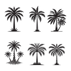 Palm trees Silhouette flat vector Illustration art.