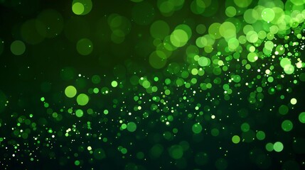 Fototapeta premium Luminous green sparkle effect on a dark background, giving an ethereal glow perfect for innovative technology or ecofriendly products
