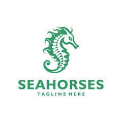 Seahorse aquatic animal logo vector illustration