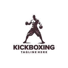 Kick boxing, sport logo vector illustration