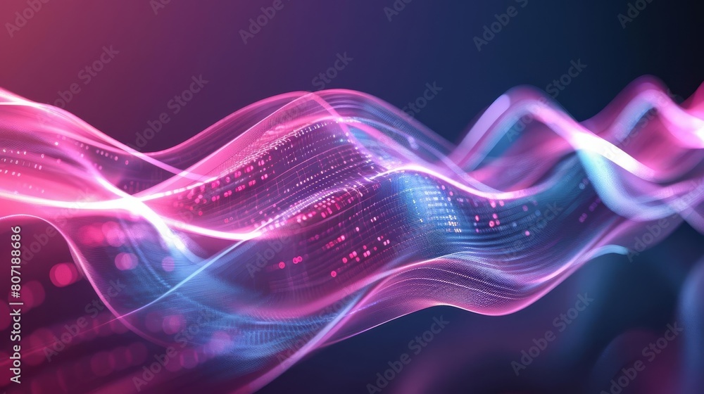Poster sleek futuristic background with a closeup on flowing digital waves, embodying speed and connectivit