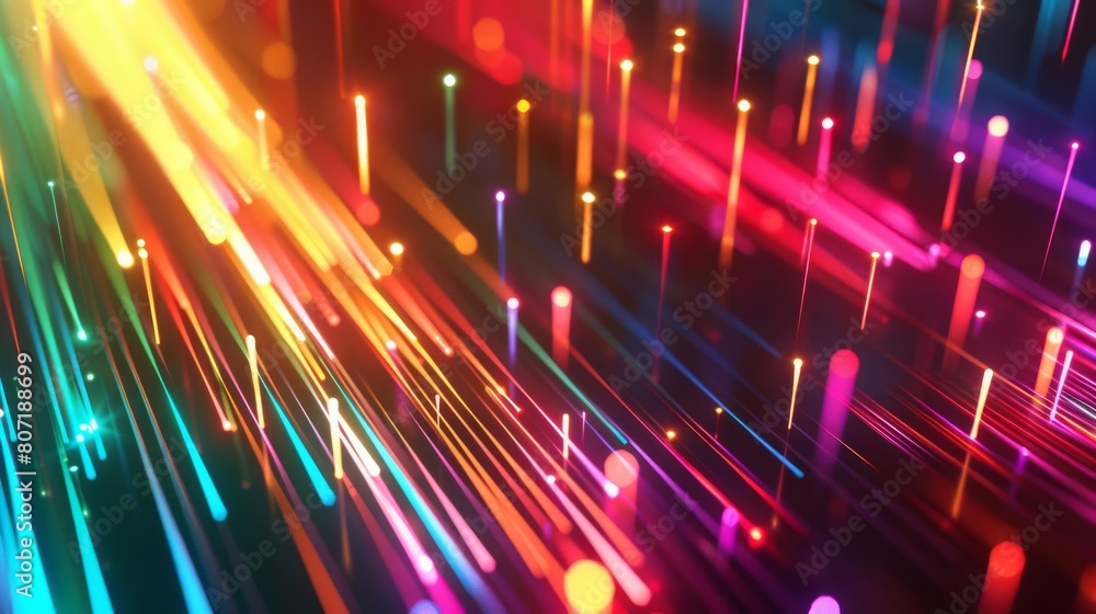 Aufkleber sleek background featuring streaks of colorful fiber optic lines that mimic the flow of light and da