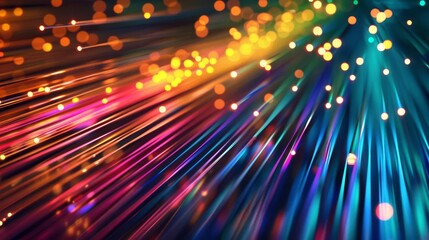 Sleek background featuring streaks of colorful fiber optic lines that mimic the flow of light and data in an abstract digital world