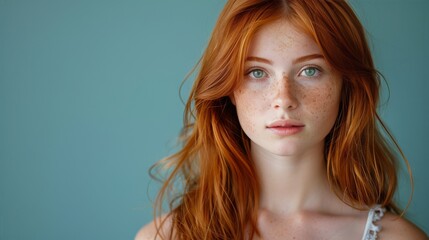 Fototapeta premium Woman With Red Hair Looking at Camera