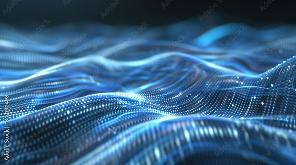 Poster sleek futuristic background with a closeup on flowing digital waves, embodying speed and connectivit