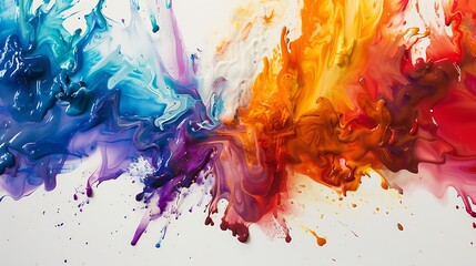 Bold and dramatic bursts of colorful pigment erupting against a pristine white background, adding depth, texture, and visual interest to the scene.
