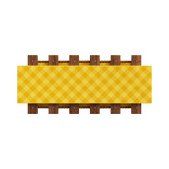 Base de madeira com tecido xadrez amarelo elemento 3d para festa de sao joao