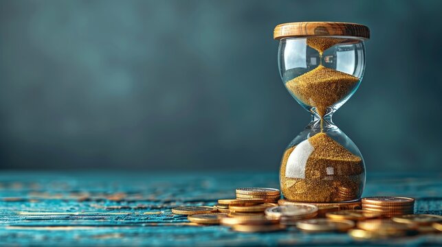 An hourglass overflowing with sand symbolizing wasted time or a period of great productivity