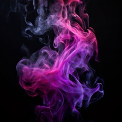 purple and pink smoke undulating in rhythmic waves against a stark black background smoke tendrils
