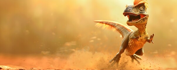 Dilophosaurus Mimicking a Bird with Flapping Arms in 3D Rendered