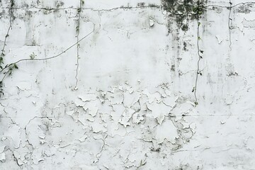 White concrete wall texture with green leaf background,old grunge wall