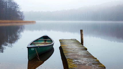 Naklejka premium canoe on lake