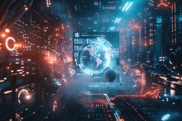 Obraz premium Computer generated industrial visual light effects for high end applications.