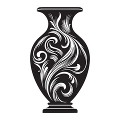  vases silhouettes , Black pot isolated vector illustrations