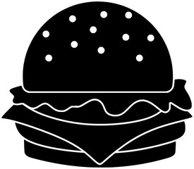 meat illustration burger silhouette fast logo food icon hamburger outline beef meal cheeseburger grilled sandwich snack unhealthy restaurant lunch shape cheese bun bread for vector graphic background