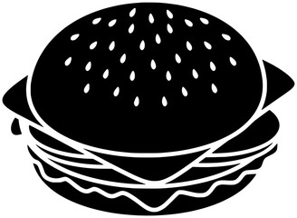 meat illustration burger silhouette fast logo food icon hamburger outline beef meal cheeseburger grilled sandwich snack unhealthy restaurant lunch shape cheese bun bread for vector graphic background