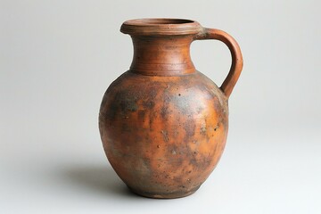Old clay jug on a white background,  Clipping path included
