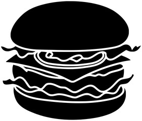meat illustration burger silhouette fast logo food icon hamburger outline beef meal cheeseburger grilled sandwich snack unhealthy restaurant lunch shape cheese bun bread for vector graphic background