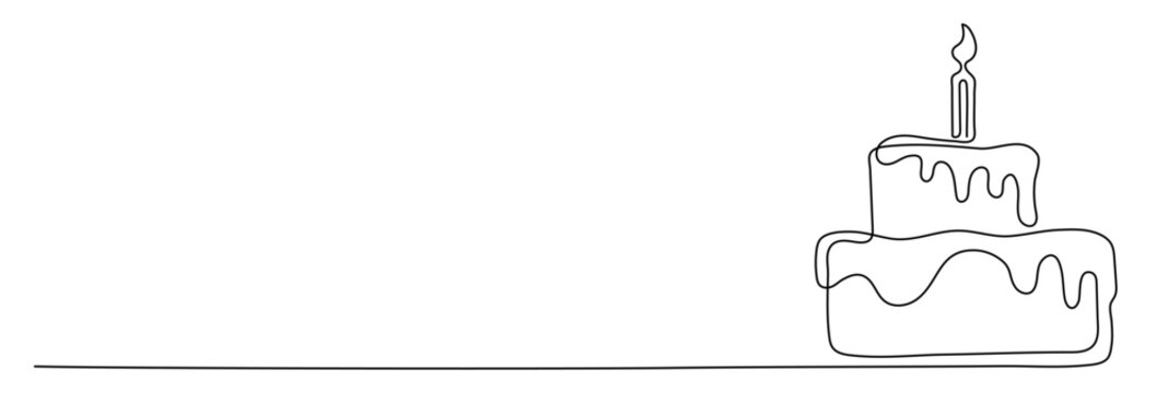 recommend clip art: Continuous one line drawing of birthday cake with candles.