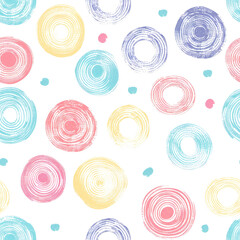 Pastel-colored circle pattern with a seamless, hand-drawn design, available as a transparent PNG with a clipping path for easy editing