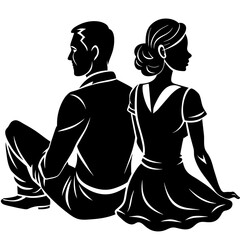 couple-sitting-silhouette--vector-couple-sitting-b