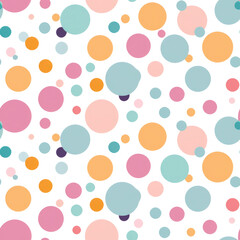 Seamless pastel circle dot pattern on a transparent or white background, provided as a PNG file with a cutout clipping path