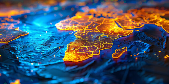 Digital map of Africa, concept of global network and connectivity