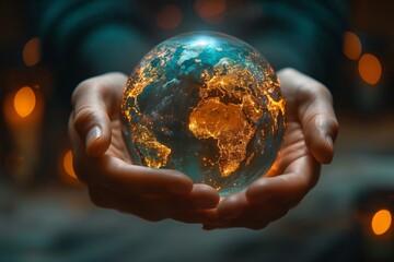 A hand casting a hologram of the earth, symbolizing global connectivity
