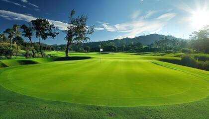 Beautiful golf course with lush greenery