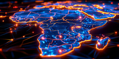 Digital map of Africa, concept of global network and connectivity