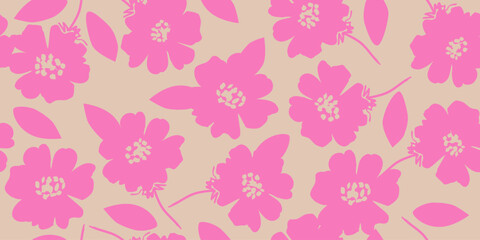 Exotic hand drawn flowers, seamless patterns with floral for fabric, textiles, clothing, wrapping paper, cover, banner, home decor, abstract backgrounds.