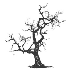 Silhouette dead tree full black color only