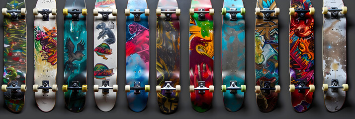 The Dynamic Array of Intricately Designed Skateboards Expressing the Spirit of Street Culture